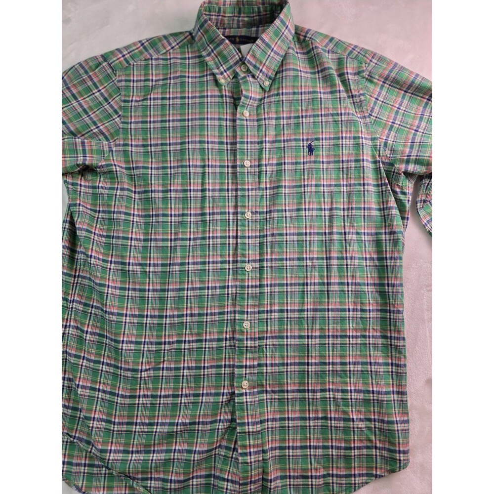Polo Ralph Lauren Mens Size L Multicolor Plaid Long‎ Sleeve Button Up Cotton